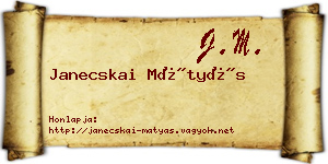 Janecskai Mátyás névjegykártya